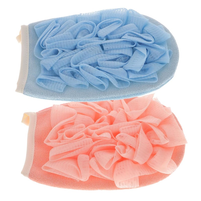 GLEAVI 2Pcs Exfoliating Bath Gloves Double Sided Rayon Scrubber for Dead Skin Removal - Image 1